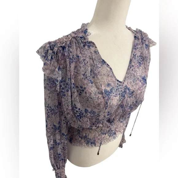 Free People Twyla Floral Smocked Blouse Sheer Boho Romantic Cottage Core Top - Picture 6 of 9